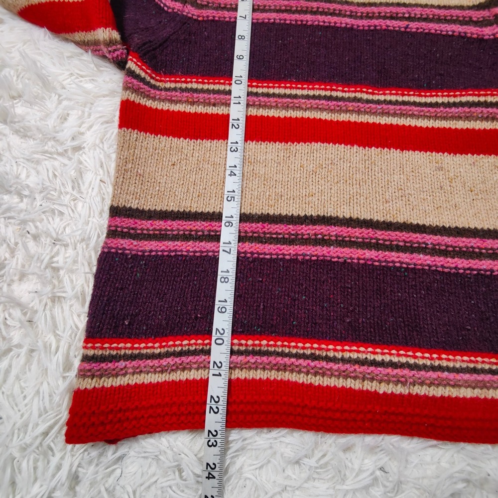 Vintage 90s Eddie Bauer Lambswool Sweater Rollneck Striped Whimsy Boho Artsy M - Picture 7 of 8